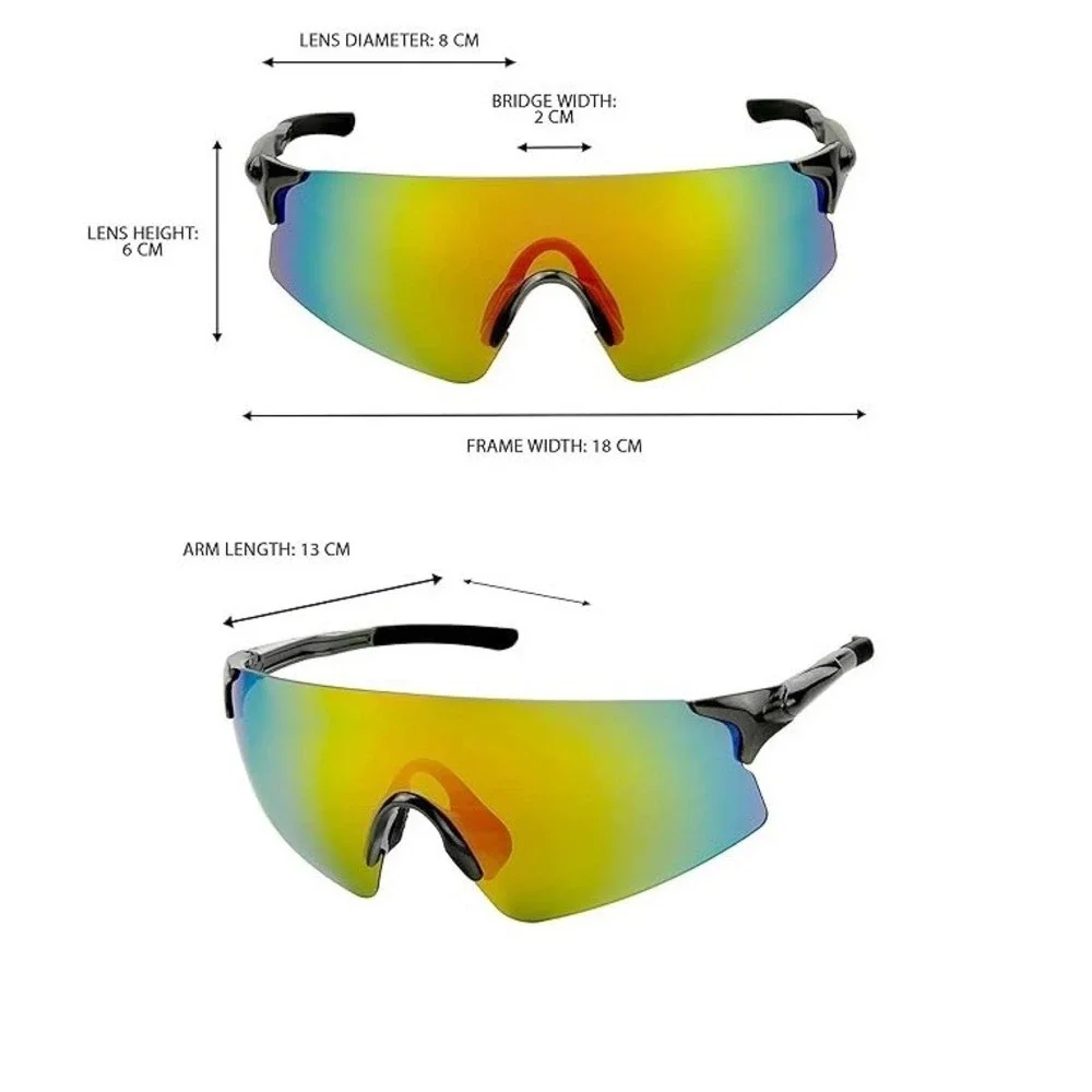 Mens Rimless Wrap Around Sport Sunglasses Iridescent Rainbow Shield Gunmetal New